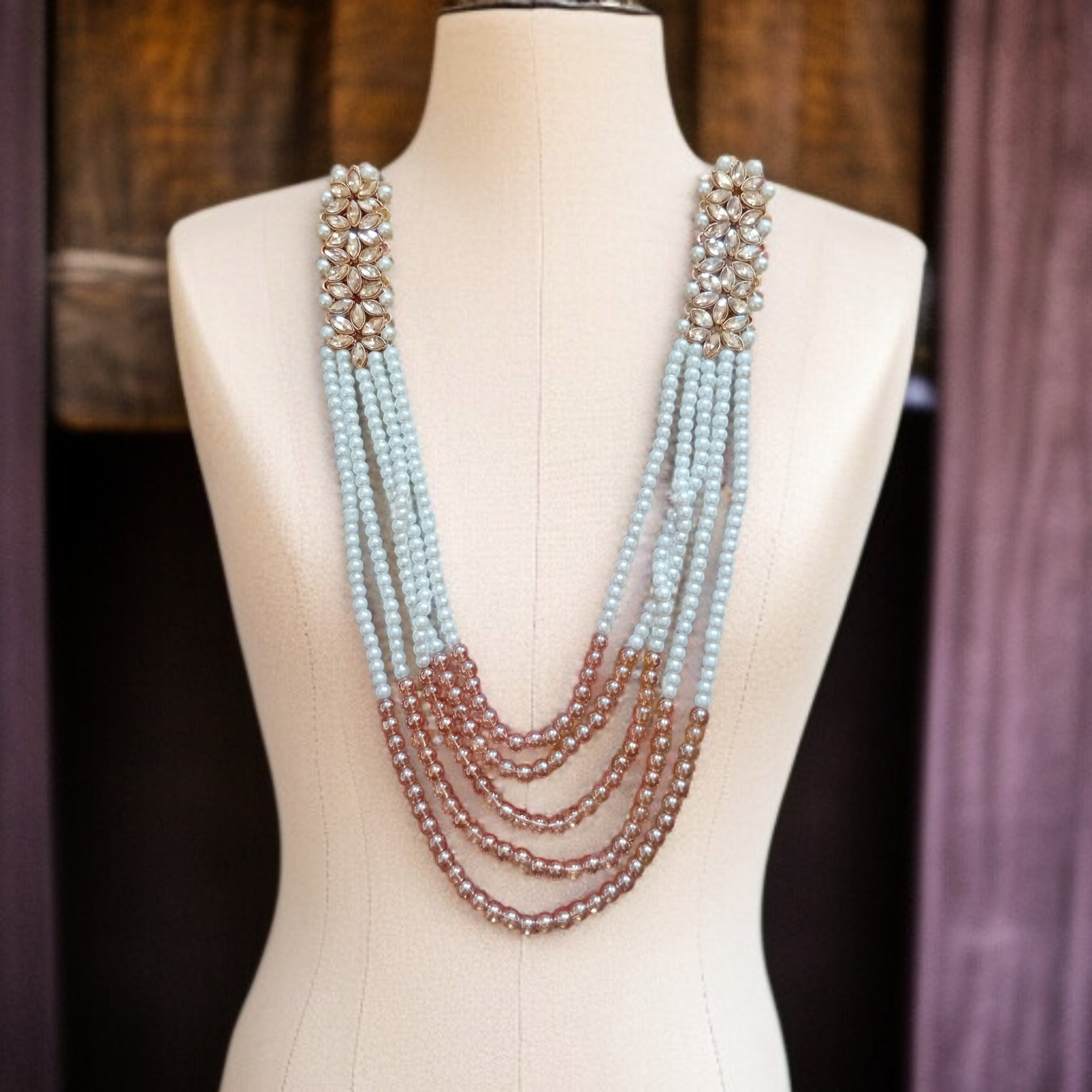 Buy White and golden colour Mala jewellery at best price in pakistan